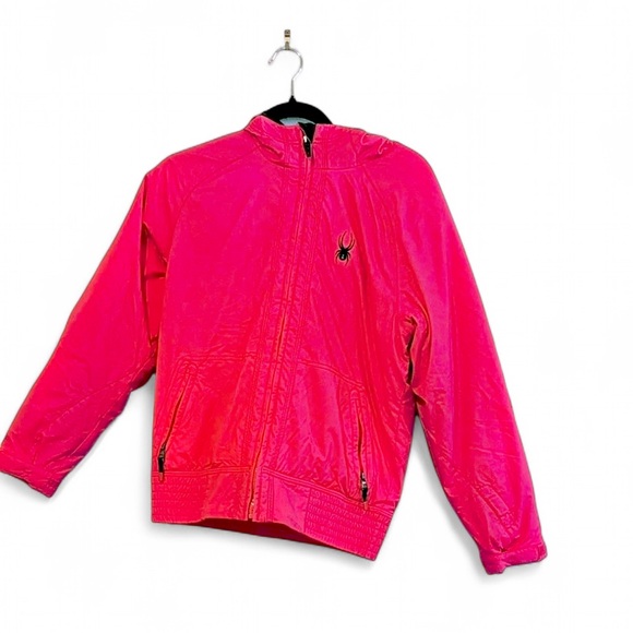 Spyder Size 16 Neon Pink Ski Jacket Puffer Coat Hooded - Picture 14 of 16
